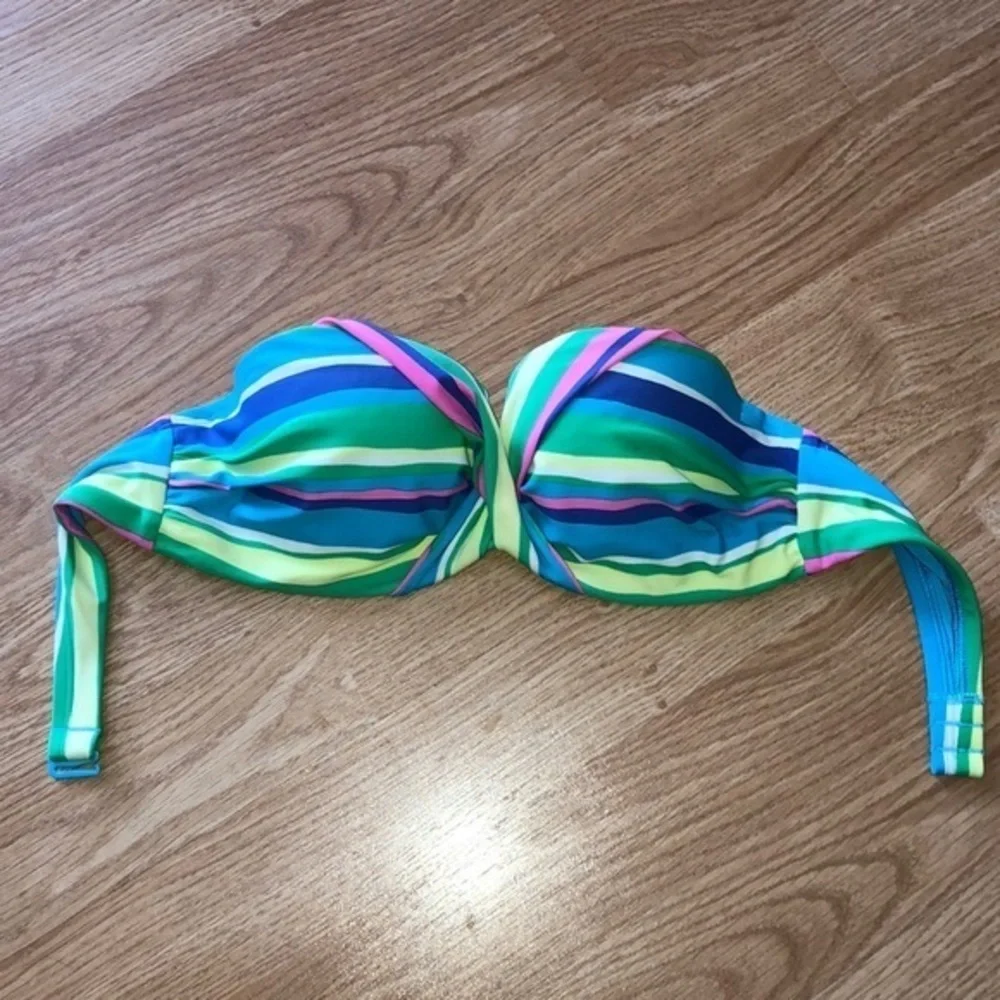 Aerie Bikini Top‎ 32B Underwire Striped Strapless